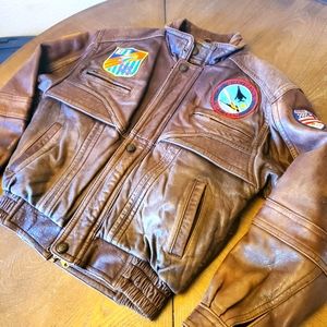 Air Force B1 Bomber leather Jacket military Euro Top Mono of California small